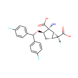 N[C@@]1(C(=O)O)[C@H](OC(c2ccc(F)cc2)c2ccc(F)cc2)C[C@@H]2[C@H]1[C@@]2(F)C(=O)O ZINC000013582237