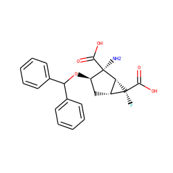 N[C@@]1(C(=O)O)[C@H](OC(c2ccccc2)c2ccccc2)C[C@@H]2[C@H]1[C@@]2(F)C(=O)O ZINC000013582231