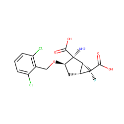 N[C@@]1(C(=O)O)[C@H](OCc2c(Cl)cccc2Cl)C[C@@H]2[C@H]1[C@@]2(F)C(=O)O ZINC000013582205