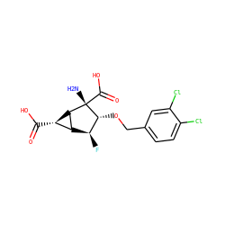 N[C@@]1(C(=O)O)[C@H](OCc2ccc(Cl)c(Cl)c2)[C@@H](F)[C@H]2[C@H](C(=O)O)[C@H]21 ZINC001772575356