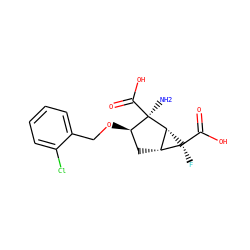 N[C@@]1(C(=O)O)[C@H](OCc2ccccc2Cl)C[C@@H]2[C@H]1[C@@]2(F)C(=O)O ZINC000013582140