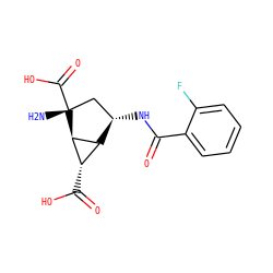 N[C@@]1(C(=O)O)C[C@H](NC(=O)c2ccccc2F)[C@H]2[C@H](C(=O)O)[C@H]21 ZINC000202464985