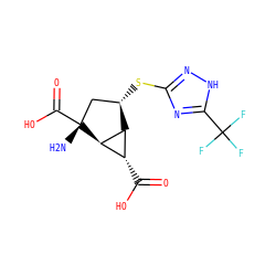 N[C@@]1(C(=O)O)C[C@H](Sc2n[nH]c(C(F)(F)F)n2)[C@H]2[C@H](C(=O)O)[C@H]21 ZINC000148215814