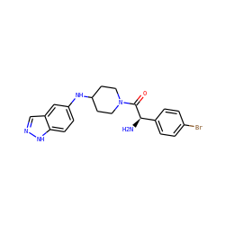 N[C@@H](C(=O)N1CCC(Nc2ccc3[nH]ncc3c2)CC1)c1ccc(Br)cc1 ZINC000028891743