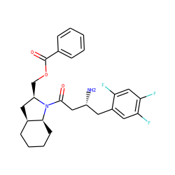 N[C@@H](CC(=O)N1[C@H](COC(=O)c2ccccc2)C[C@@H]2CCCC[C@@H]21)Cc1cc(F)c(F)cc1F ZINC000299839971