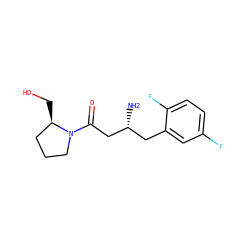N[C@@H](CC(=O)N1CCC[C@H]1CO)Cc1cc(F)ccc1F ZINC000045496713