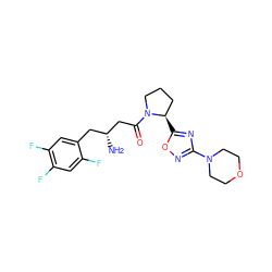 N[C@@H](CC(=O)N1CCC[C@H]1c1nc(N2CCOCC2)no1)Cc1cc(F)c(F)cc1F ZINC000045317737
