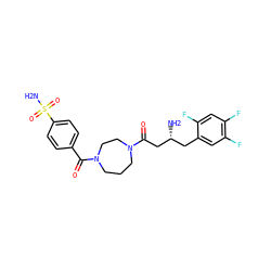 N[C@@H](CC(=O)N1CCCN(C(=O)c2ccc(S(N)(=O)=O)cc2)CC1)Cc1cc(F)c(F)cc1F ZINC000040913651
