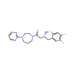 N[C@@H](CC(=O)N1CCCN(c2ncccn2)CC1)Cc1cc(F)c(F)cc1F ZINC000040935191