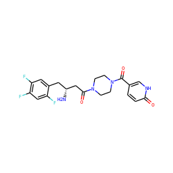 N[C@@H](CC(=O)N1CCN(C(=O)c2ccc(=O)[nH]c2)CC1)Cc1cc(F)c(F)cc1F ZINC000084672502