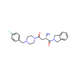 N[C@@H](CC(=O)N1CCN(Cc2ccc(F)cc2)CC1)C(=O)N1Cc2ccccc2C1 ZINC000072105482