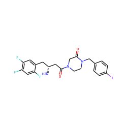 N[C@@H](CC(=O)N1CCN(Cc2ccc(I)cc2)C(=O)C1)Cc1cc(F)c(F)cc1F ZINC000071331168
