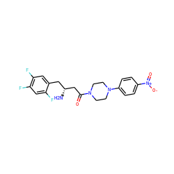 N[C@@H](CC(=O)N1CCN(c2ccc([N+](=O)[O-])cc2)CC1)Cc1cc(F)c(F)cc1F ZINC000084688152