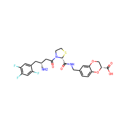 N[C@@H](CC(=O)N1CCS[C@@H]1C(=O)NCc1ccc2c(c1)OC[C@H](C(=O)O)O2)Cc1cc(F)c(F)cc1F ZINC000066111961