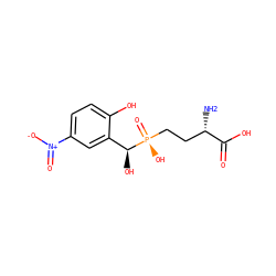 N[C@@H](CC[P@](=O)(O)[C@@H](O)c1cc([N+](=O)[O-])ccc1O)C(=O)O ZINC000148616898