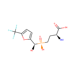 N[C@@H](CC[P@](=O)(O)[C@@H](O)c1ccc(C(F)(F)F)o1)C(=O)O ZINC000148803385