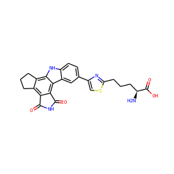 N[C@@H](CCCc1nc(-c2ccc3[nH]c4c5c(c6c(c4c3c2)C(=O)NC6=O)CCC5)cs1)C(=O)O ZINC000028897257