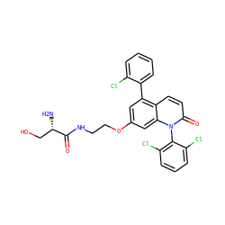 N[C@@H](CO)C(=O)NCCOc1cc(-c2ccccc2Cl)c2ccc(=O)n(-c3c(Cl)cccc3Cl)c2c1 ZINC000029125446