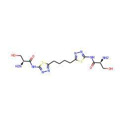 N[C@@H](CO)C(=O)Nc1nnc(CCCCc2nnc(NC(=O)[C@@H](N)CO)s2)s1 ZINC000169697910