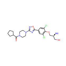 N[C@@H](CO)COc1c(Cl)cc(-c2nc(N3CCN(C(=O)C4CCCC4)CC3)no2)cc1Cl ZINC000299833019