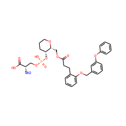 N[C@@H](CO[P@](=O)(O)O[C@@H]1CCCO[C@@H]1COC(=O)CCc1ccccc1OCc1cccc(Oc2ccccc2)c1)C(=O)O ZINC000220959370