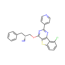 N[C@@H](COc1nc(-c2ccncc2)nc2c1sc1cccc(Cl)c12)Cc1ccccc1 ZINC000223677731