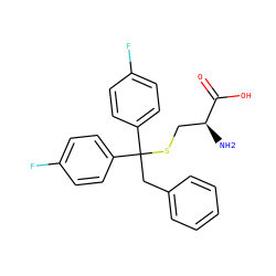N[C@@H](CSC(Cc1ccccc1)(c1ccc(F)cc1)c1ccc(F)cc1)C(=O)O ZINC000084710603