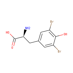 N[C@@H](Cc1cc(Br)c(O)c(Br)c1)C(=O)O ZINC000000057299