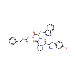 N[C@@H](Cc1ccc(O)cc1)C(=O)N1CCC[C@H]1C(=O)N[C@@H](Cc1c[nH]c2ccccc12)C(=O)NCC(=O)NCc1ccccc1 ZINC000049695330