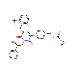 N[C@@H](Cn1c(=O)c(-c2ccc(COC(=O)C3CC3)cc2)cn(Cc2c(F)cccc2C(F)(F)F)c1=O)c1ccccc1 ZINC000042834513