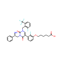 N[C@@H](Cn1c(=O)c(-c2cccc(OCCCCCC(=O)O)c2F)cn(Cc2c(F)cccc2C(F)(F)F)c1=O)c1ccccc1 ZINC000049833107