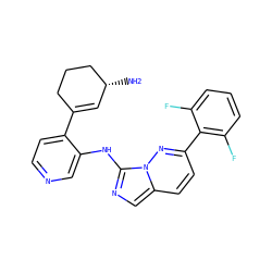 N[C@@H]1C=C(c2ccncc2Nc2ncc3ccc(-c4c(F)cccc4F)nn23)CCC1 ZINC000142886438