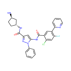 N[C@@H]1CC[C@@H](NC(=O)c2cc(NC(=O)c3cc(-c4ccccn4)c(F)cc3Cl)n(-c3ccccc3)n2)C1 ZINC001772593850