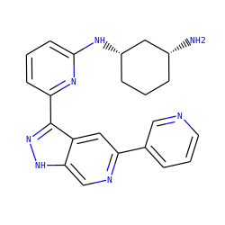 N[C@@H]1CCC[C@H](Nc2cccc(-c3n[nH]c4cnc(-c5cccnc5)cc34)n2)C1 ZINC000205245895