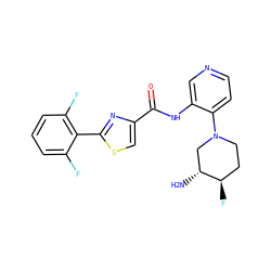 N[C@@H]1CN(c2ccncc2NC(=O)c2csc(-c3c(F)cccc3F)n2)CC[C@H]1F ZINC000169706488