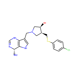 N[C@@H]1N=CNc2c(CN3C[C@@H](O)[C@@H](CSc4ccc(Cl)cc4)C3)c[nH]c21 ZINC000028473534