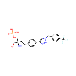 N[C@](CO)(CCc1ccc(-c2cn(Cc3ccc(C(F)(F)F)cc3)nn2)cc1)COP(=O)(O)O ZINC000299820795