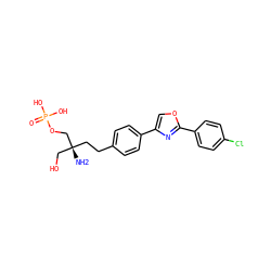 N[C@](CO)(CCc1ccc(-c2coc(-c3ccc(Cl)cc3)n2)cc1)COP(=O)(O)O ZINC000299836690