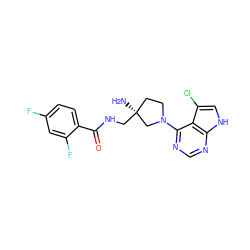 N[C@]1(CNC(=O)c2ccc(F)cc2F)CCN(c2ncnc3[nH]cc(Cl)c23)C1 ZINC000053229226