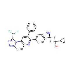 N[C@]1(c2ccc(-c3nc4ccc5nnc(C(F)F)n5c4cc3-c3ccccc3)cc2)C[C@](O)(C2CC2)C1 ZINC000116652850