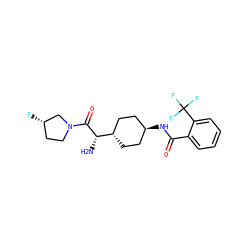 N[C@H](C(=O)N1CC[C@H](F)C1)[C@H]1CC[C@H](NC(=O)c2ccccc2C(F)(F)F)CC1 ZINC000253636451