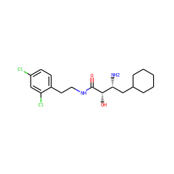 N[C@H](CC1CCCCC1)[C@H](O)C(=O)NCCc1ccc(Cl)cc1Cl ZINC000027993302