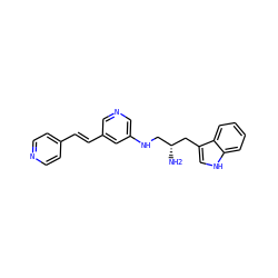 N[C@H](CNc1cncc(/C=C/c2ccncc2)c1)Cc1c[nH]c2ccccc12 ZINC000014957685