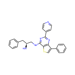 N[C@H](CNc1nc(-c2ccncc2)nc2c(-c3ccccc3)csc12)Cc1ccccc1 ZINC000223671216