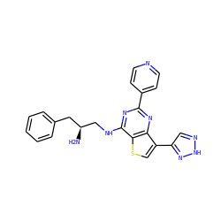 N[C@H](CNc1nc(-c2ccncc2)nc2c(-c3cn[nH]n3)csc12)Cc1ccccc1 ZINC000223673157