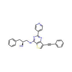 N[C@H](CNc1nc(-c2ccncc2)nc2c(C#Cc3ccccc3)csc12)Cc1ccccc1 ZINC000223687952