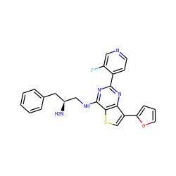 N[C@H](CNc1nc(-c2ccncc2F)nc2c(-c3ccco3)csc12)Cc1ccccc1 ZINC000223677101