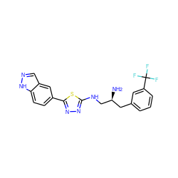 N[C@H](CNc1nnc(-c2ccc3[nH]ncc3c2)s1)Cc1cccc(C(F)(F)F)c1 ZINC000034630436