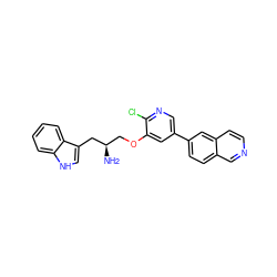 N[C@H](COc1cc(-c2ccc3cnccc3c2)cnc1Cl)Cc1c[nH]c2ccccc12 ZINC000014962538