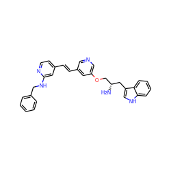 N[C@H](COc1cncc(/C=C/c2ccnc(NCc3ccccc3)c2)c1)Cc1c[nH]c2ccccc12 ZINC000014957787